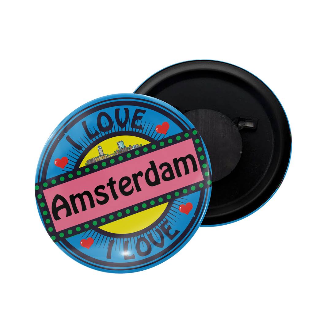 dhcrafts Fridge Magnet Multicolor I Love Amsterdam Glossy Finish Design Pack of 1 (58mm)